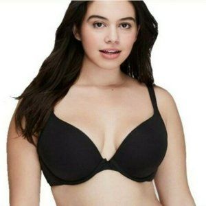 Lane Bryant Cacique Womens Bra Boost Plunge Black Cotton Blend Plus Size 42H